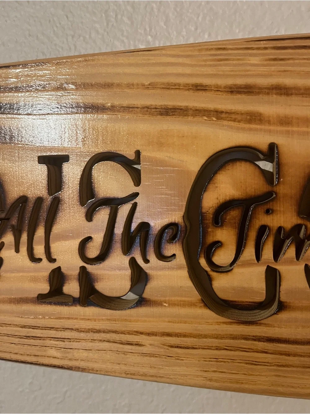 Wooden 'God Is Good All The Time' Cutout Wall Sign - Brown
